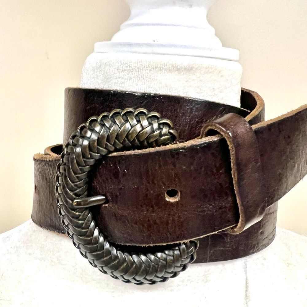 Banana Republic Leather Belt with Braided Buckle size XL
